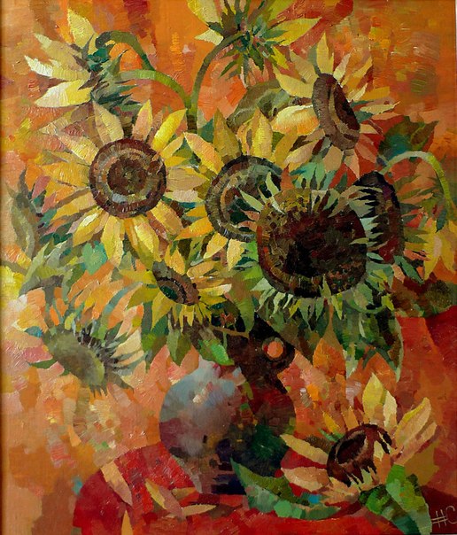 Sunflowers-Natasha-Svetelshchuk-oil-cardboard-50x57-frame-58x66-2012